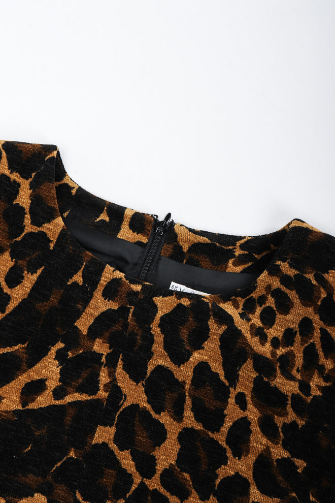 Recess Los Angeles Vintage Saint Laurent Fall Winter 1986 Chenille Leopard  Dress Black Brown