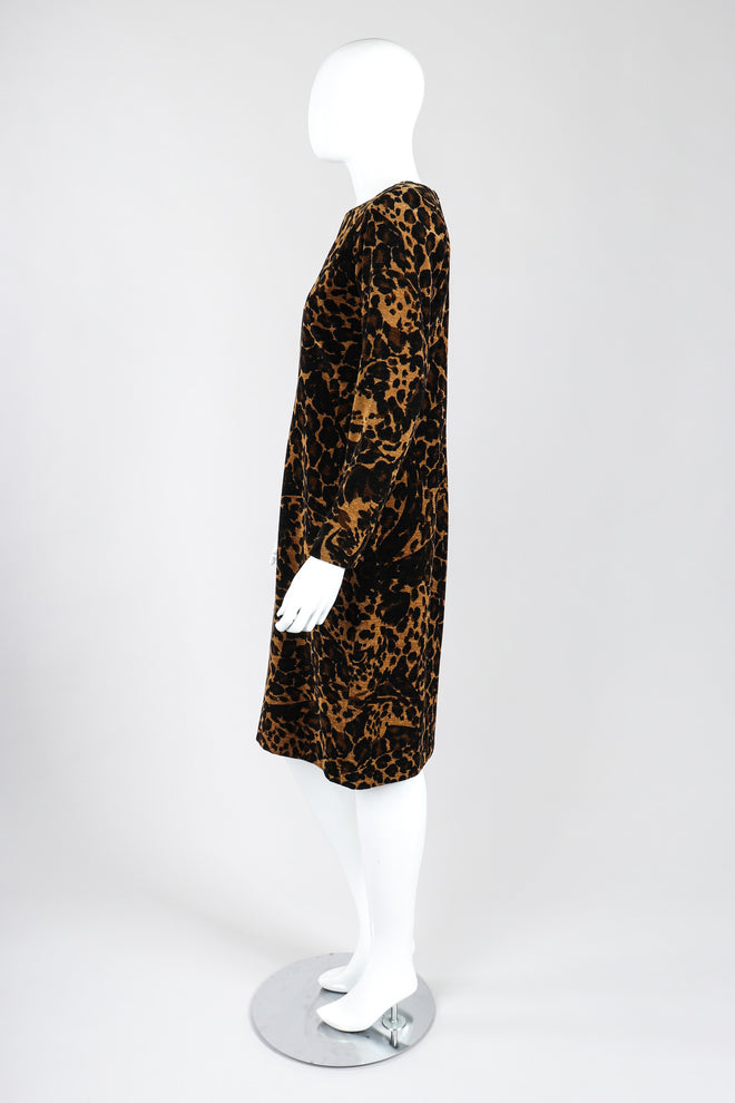 Recess Los Angeles Vintage Saint Laurent Fall Winter 1986 Chenille Leopard  Dress Black Brown