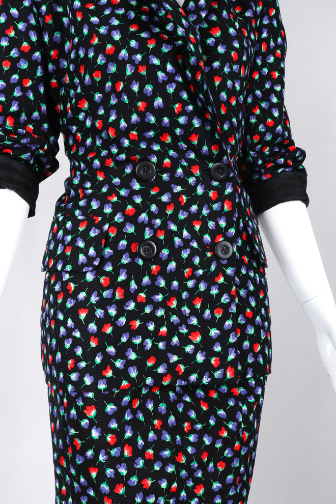 Recess Los Angeles Vintage Yves Saint Laurent Floral Black Skirt Suit Set