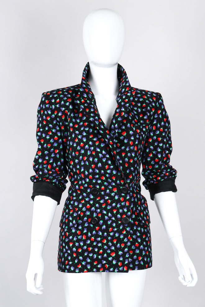 Recess Los Angeles Vintage Yves Saint Laurent Floral Black Skirt Suit Set
