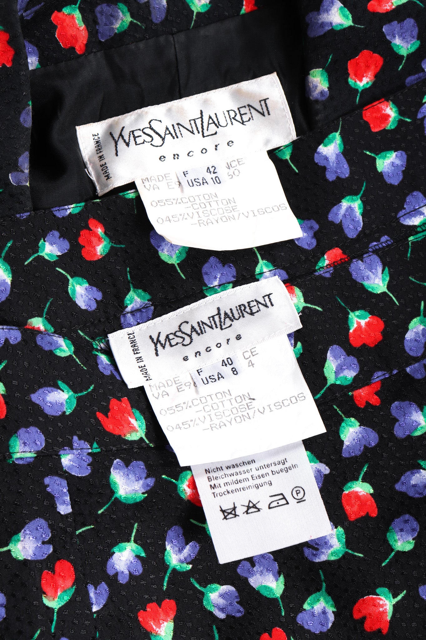 Recess Los Angeles Vintage Yves Saint Laurent Floral Black Skirt Suit Set