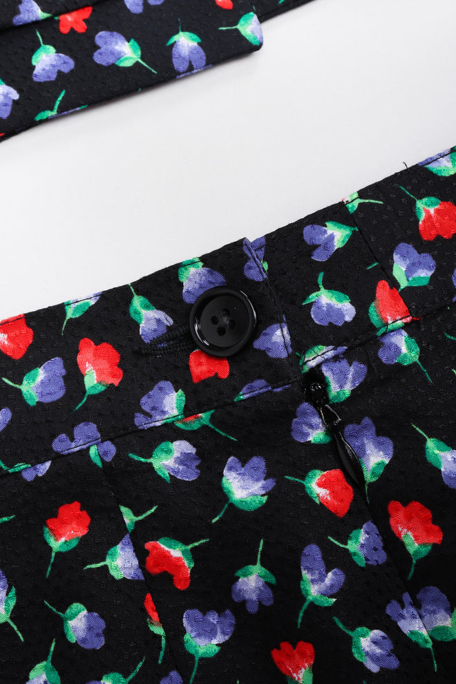 Recess Los Angeles Vintage Yves Saint Laurent Floral Black Skirt Suit Set