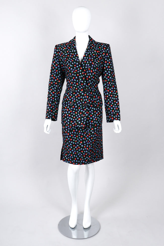 Recess Los Angeles Vintage Yves Saint Laurent Floral Black Skirt Suit Set