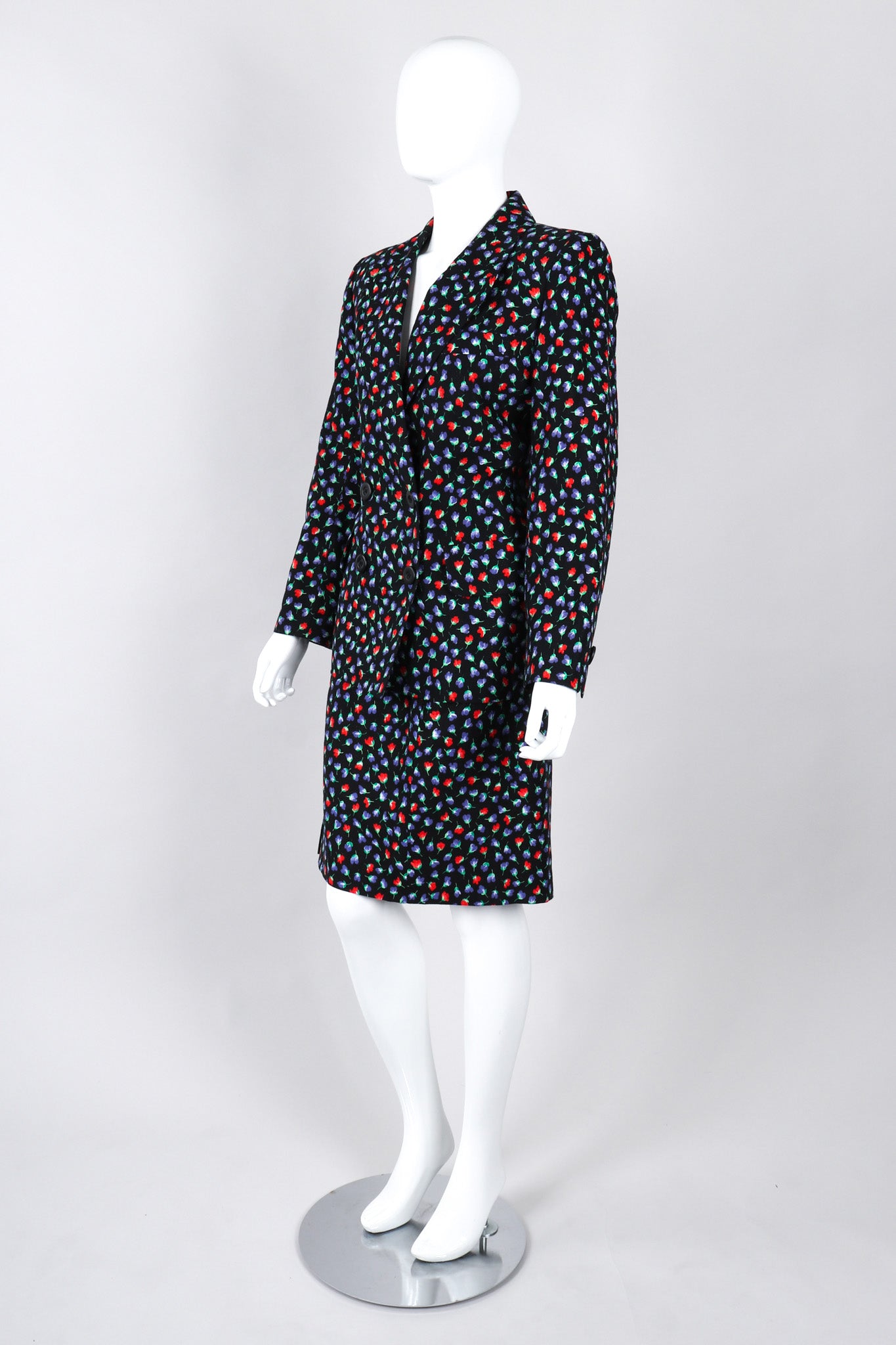 Recess Los Angeles Vintage Yves Saint Laurent Floral Black Skirt Suit Set