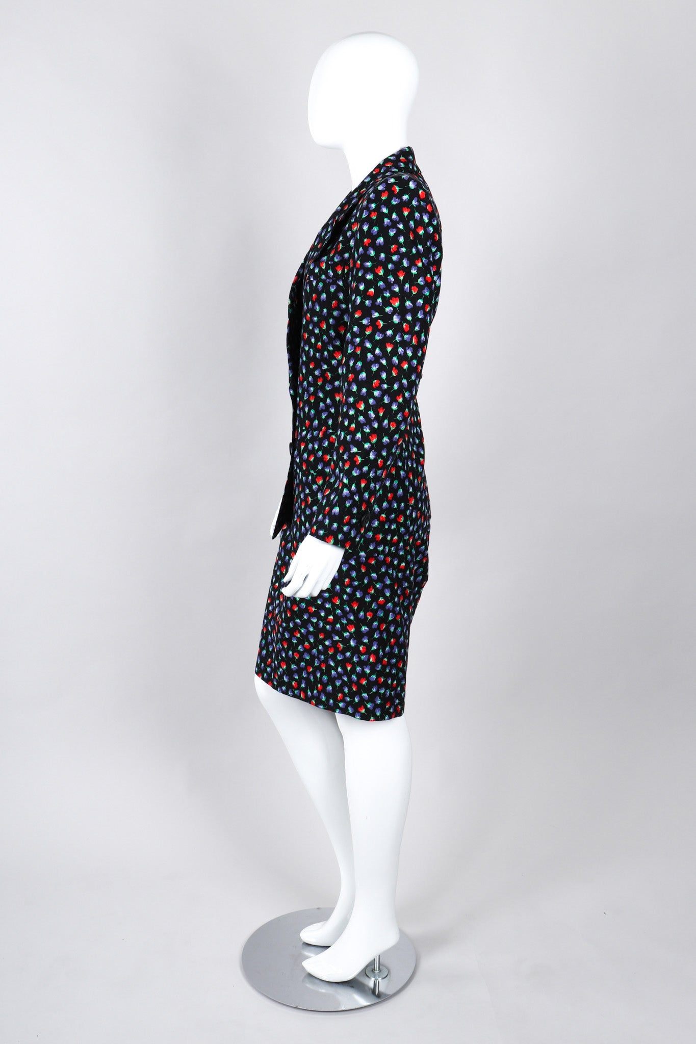 Recess Los Angeles Vintage Yves Saint Laurent Floral Black Skirt Suit Set