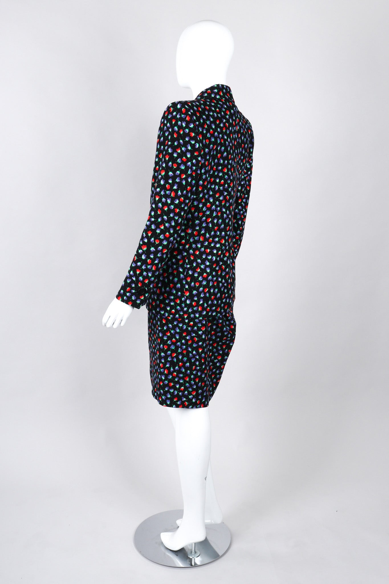 Recess Los Angeles Vintage Yves Saint Laurent Floral Black Skirt Suit Set