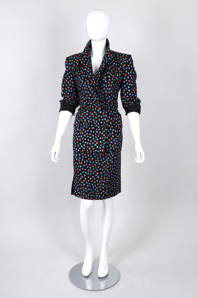 Recess Los Angeles Vintage Yves Saint Laurent Floral Black Skirt Suit Set