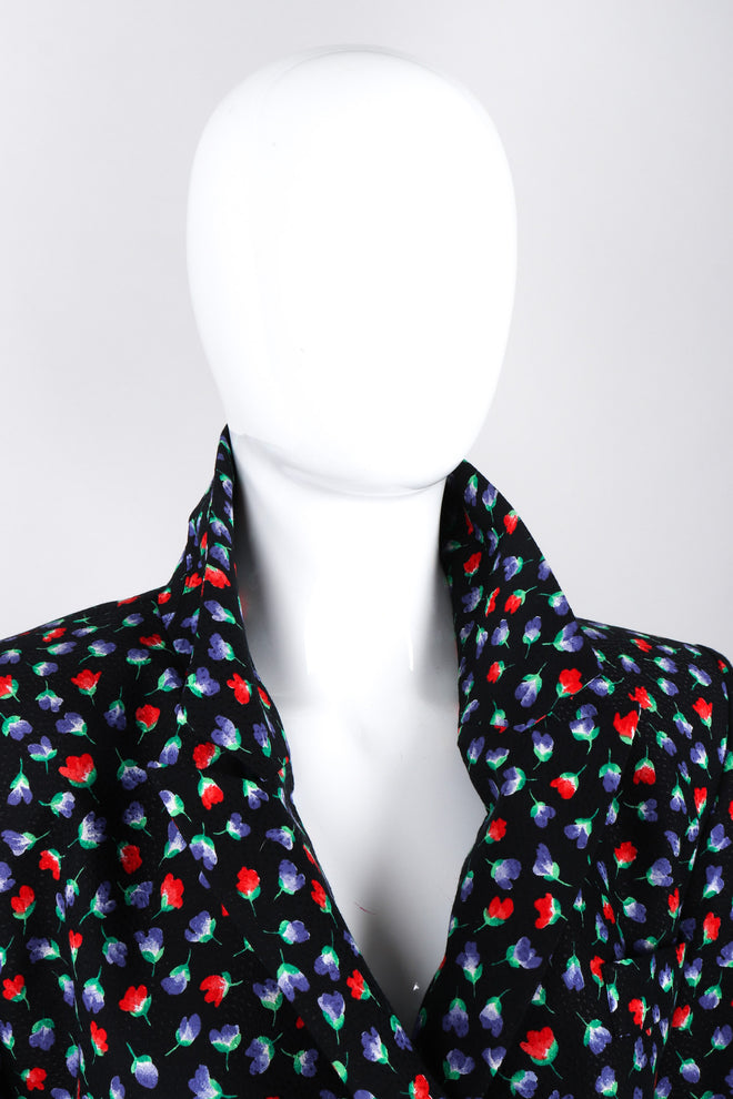 Recess Los Angeles Vintage Yves Saint Laurent Floral Black Skirt Suit Set