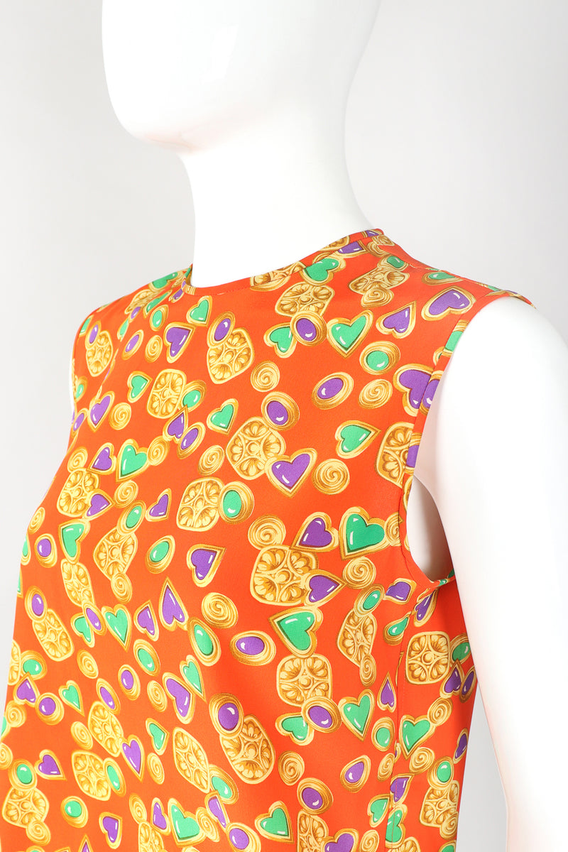 Recess Designer Consignment Vintage Yves Saint Laurent YSL Baroque Candy Hearts Silk Tank Los Angeles Resale Recycled