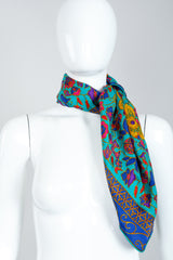 Recess Vintage Yves Saint Laurent YSL Golden Enamel Butterfly Print Silk Scarf on Mannequin