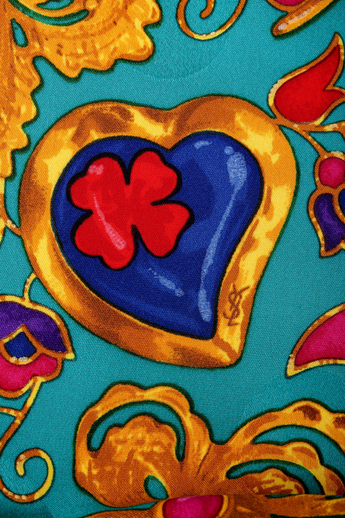 Recess Vintage Yves Saint Laurent YSL Golden Enamel Butterfly Print Heart Detail