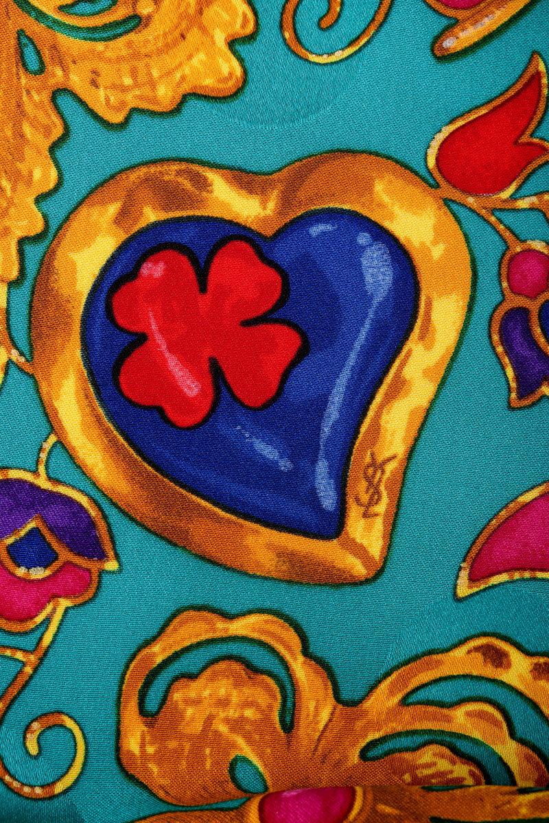 Recess Vintage Yves Saint Laurent YSL Golden Enamel Butterfly Print Heart Detail