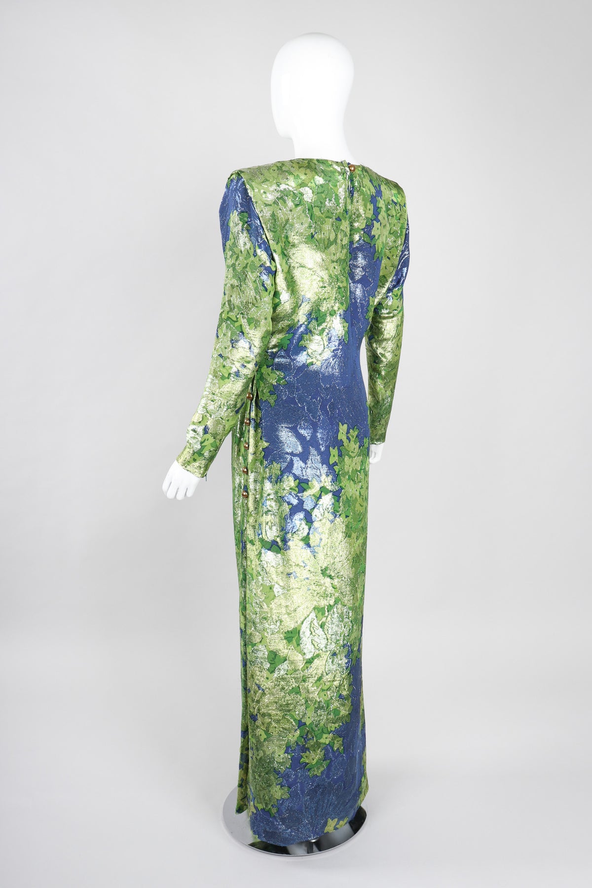 knee length dresses for ladies Vintage YSL Yves Saint Laurent Glittery Metallic Lamé Leaf Dress – Recess