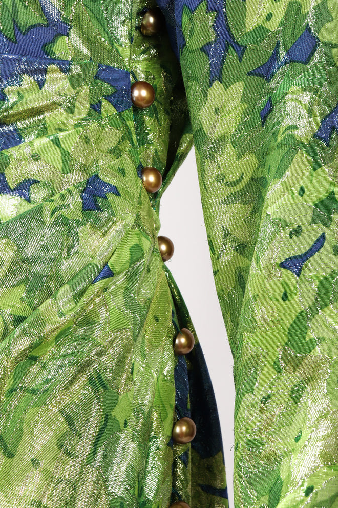 Recess Los Angeles Vintage YSL Yves Saint Laurent Glittery Metallic Lamé Leaf Dress