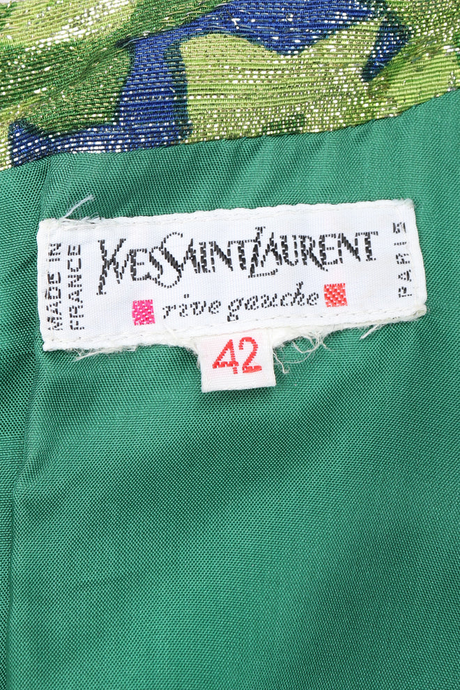 Recess Los Angeles Vintage YSL Yves Saint Laurent Rive Guache Glittery Metallic Lamé Leaf Dress