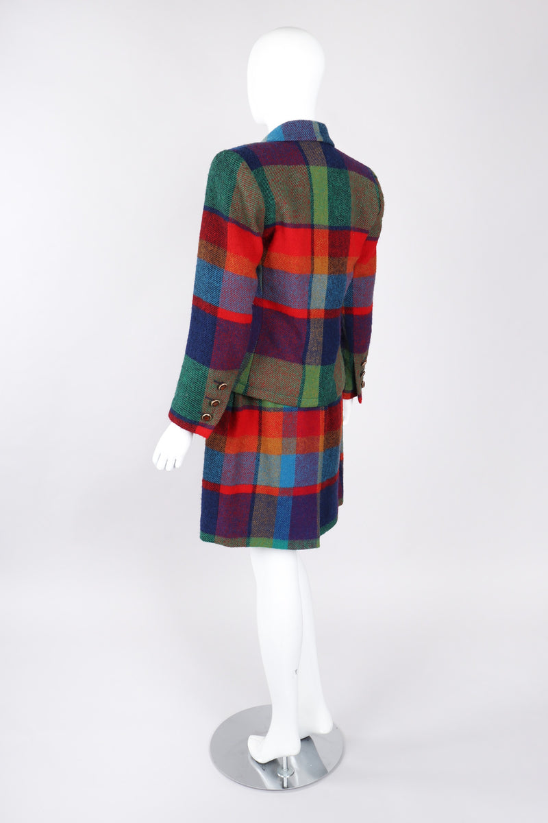 Recess Los Angeles Vintage Yves Saint Laurent YSL Rive Gauche Tweed Madras Plaid Jacket & Skirt Suit Set