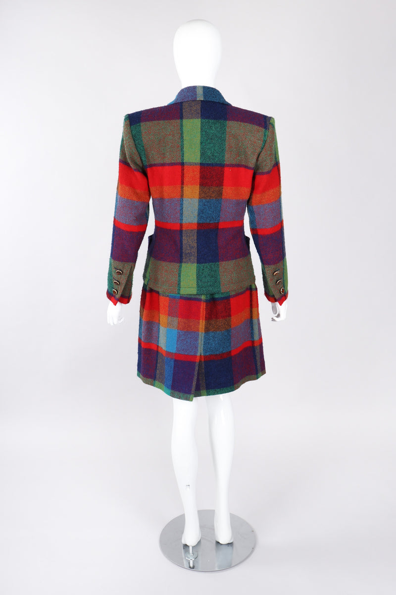 Recess Los Angeles Vintage Yves Saint Laurent YSL Rive Gauche Tweed Madras Plaid Jacket & Skirt Suit Set