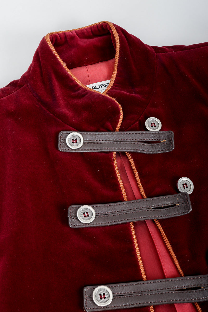 Vintage Yves Saint Laurent YSL Velvet Military Jacket chest detail at Recess