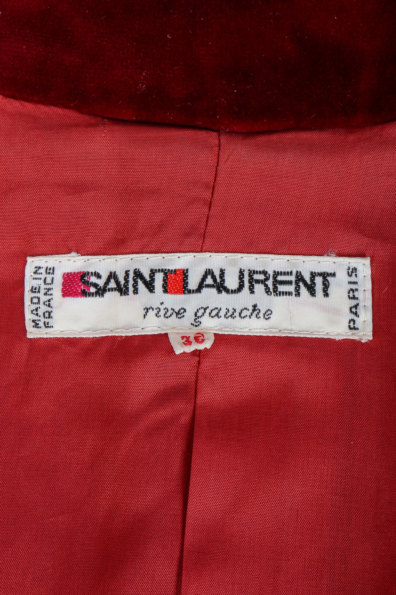 Vintage Yves Saint Laurent YSL label on red