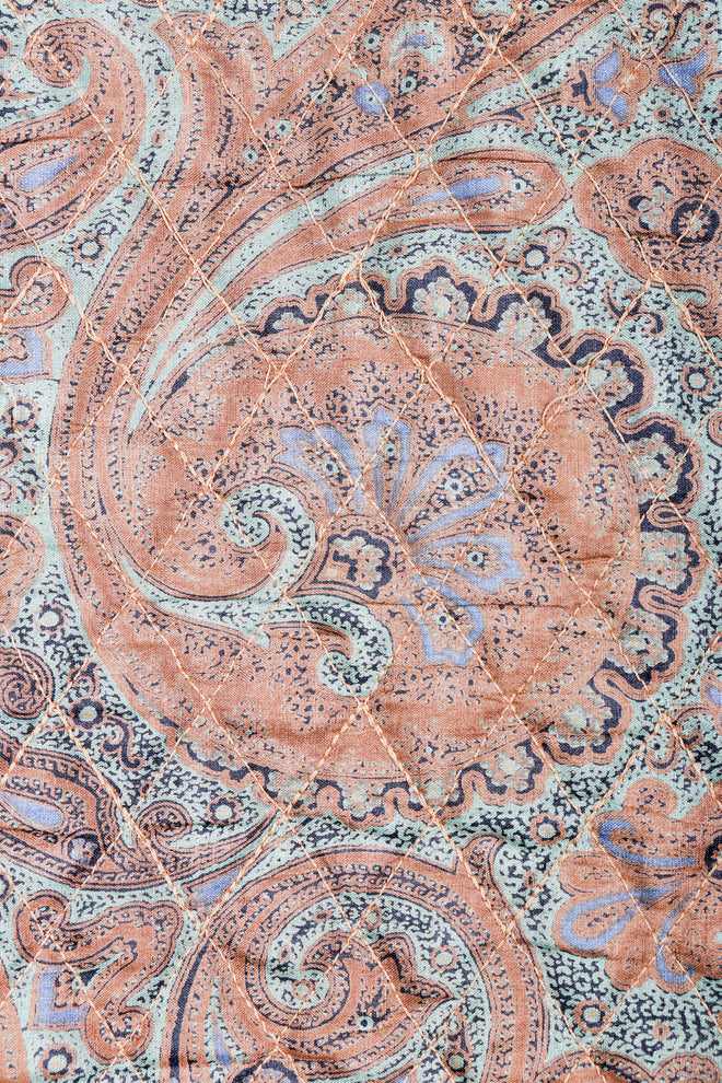 Vintage Yves Saint Laurent YSL Quilted Silk Paisley fabric detail
