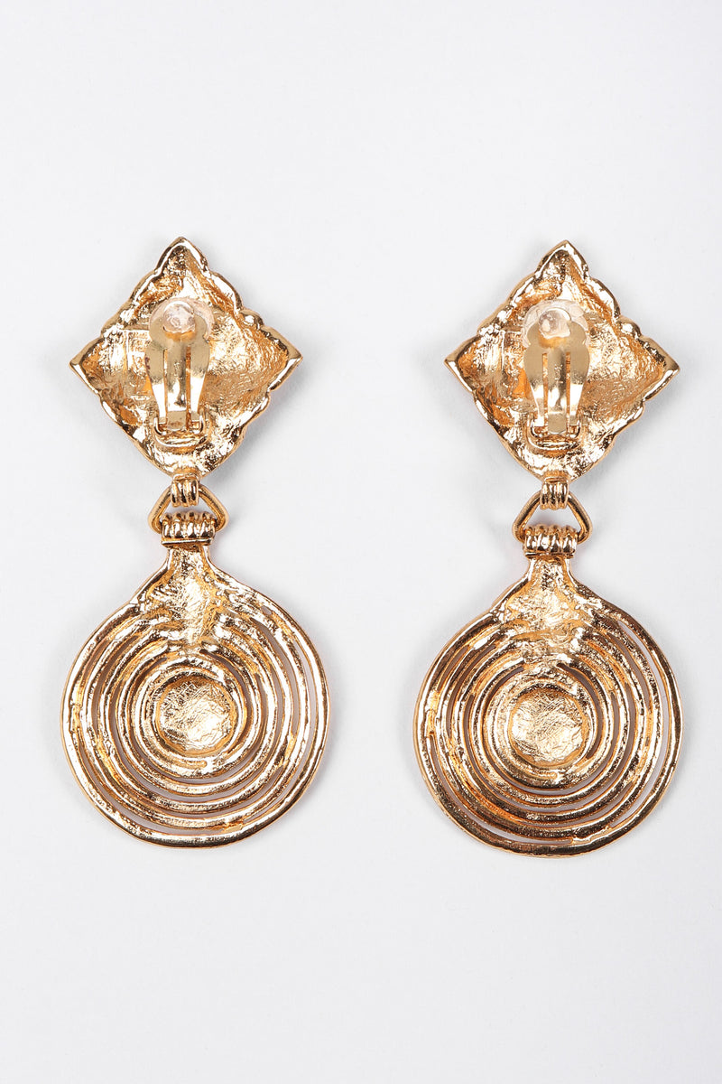 Recess Los Angeles Vintage Yves Saint Laurent YSL Gold Etruscan Swirl Drop Earrings