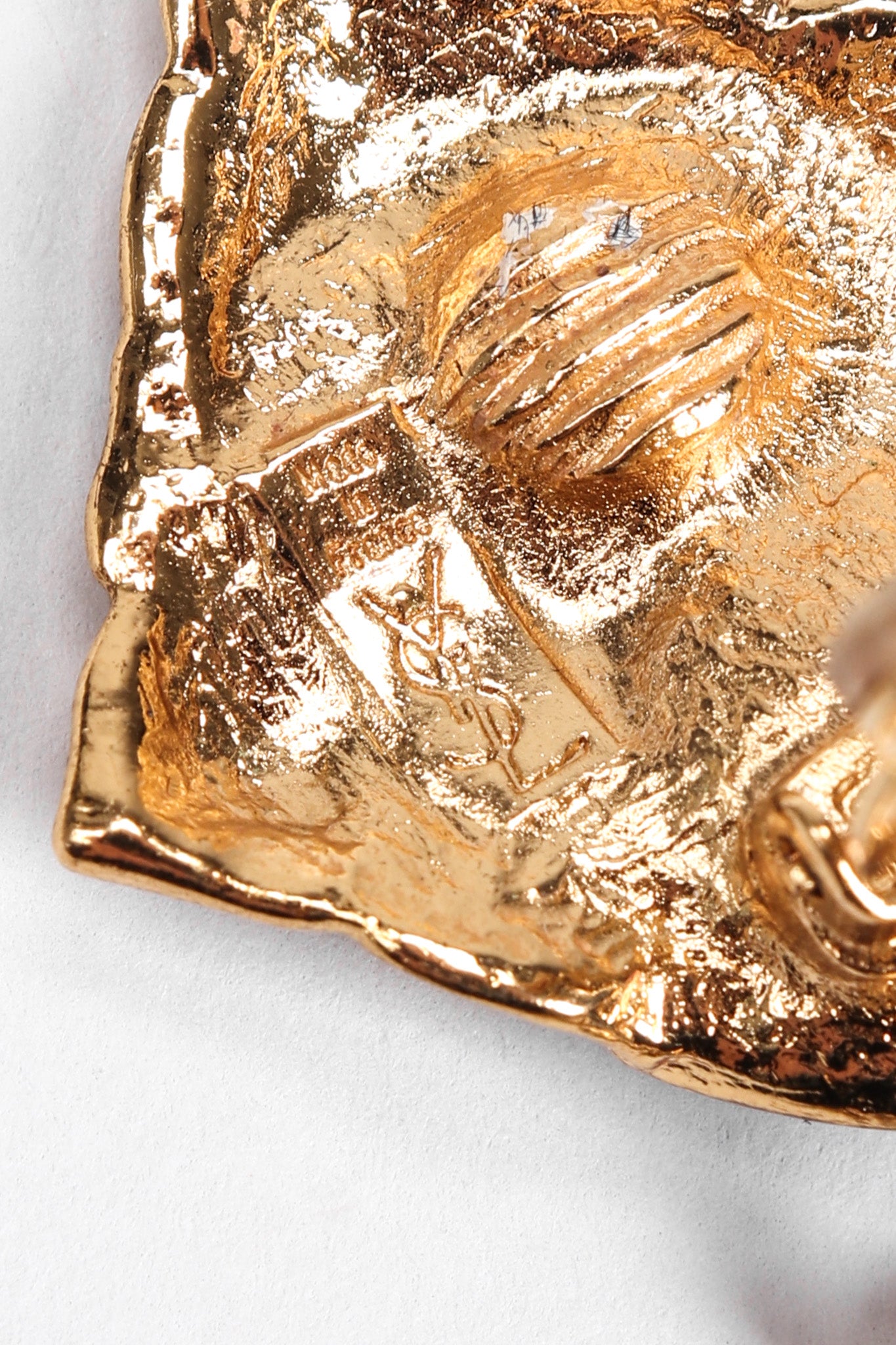 Recess Los Angeles Vintage Yves Saint Laurent YSL Gold Etruscan Swirl Drop Earrings