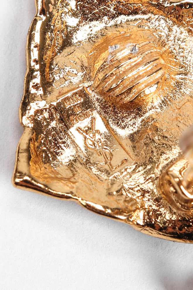 Recess Los Angeles Vintage Yves Saint Laurent YSL Gold Etruscan Swirl Drop Earrings