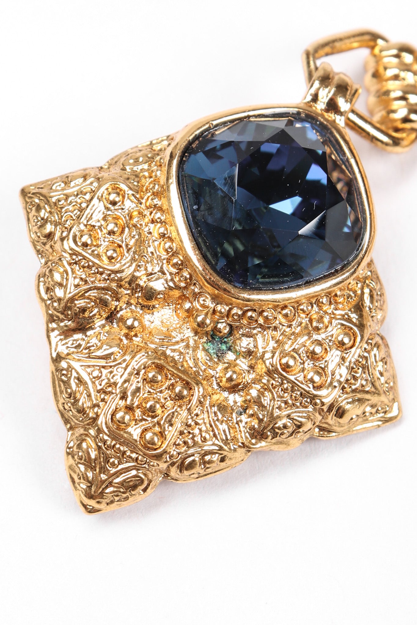 Recess Los Angeles Vintage Yves Saint Laurent YSL Gold Etruscan Swirl Drop Earrings