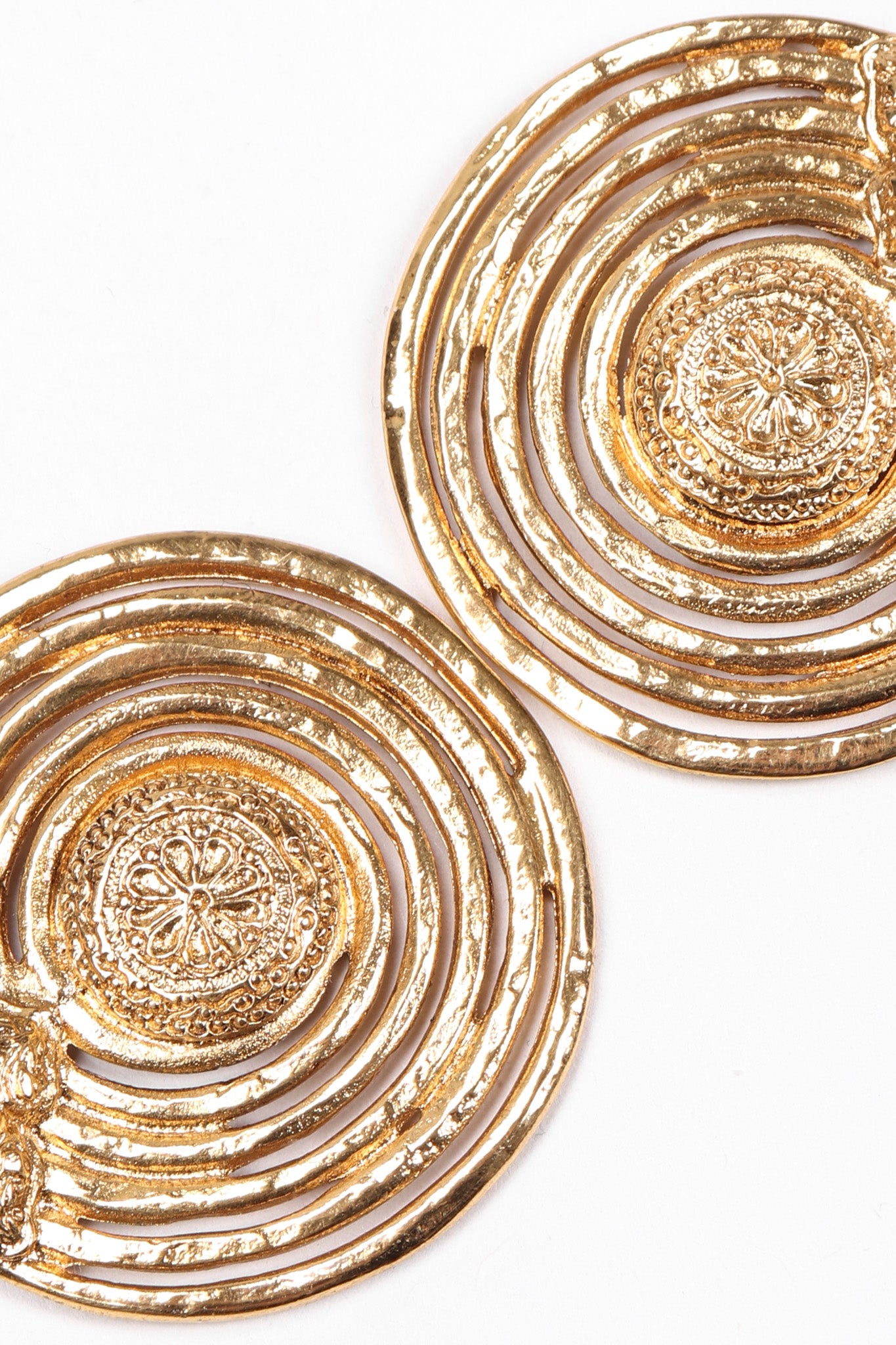 Recess Los Angeles Vintage Yves Saint Laurent YSL Gold Etruscan Swirl Drop Earrings