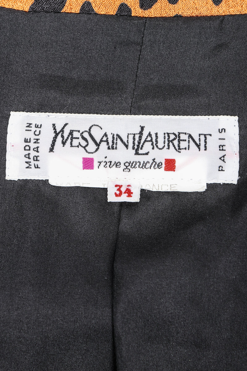 Recess Designer Consignment Vintage Yves Saint Laurent Rive Gauche YSL Longline Silk Cheetah Open Jacket Los Angeles Resale