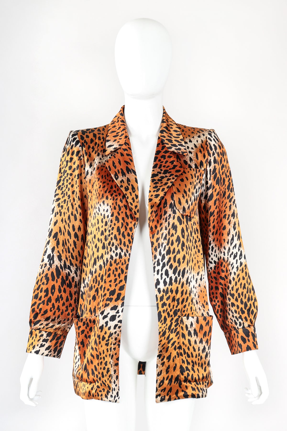 Yves Saint Laurent VINTAGE レオパード ジャケット Vintage Yves Saint Laurent Rive Gauche YSL Longline Silk Cheetah