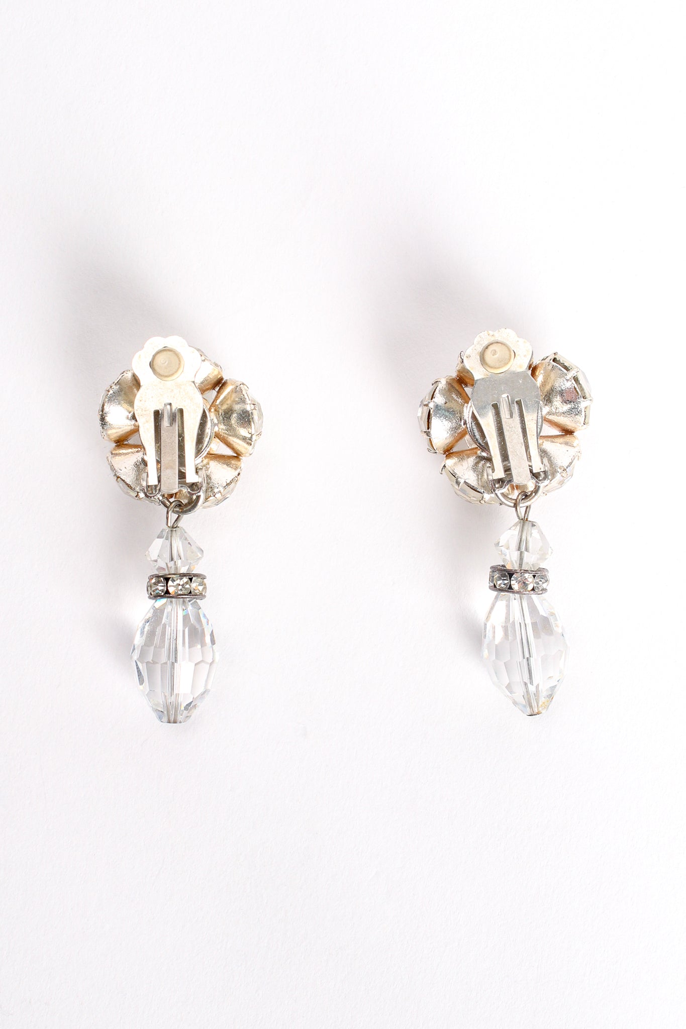 Vintage Crystal Cluster Drop Earrings Backside at Recess Los Angeles