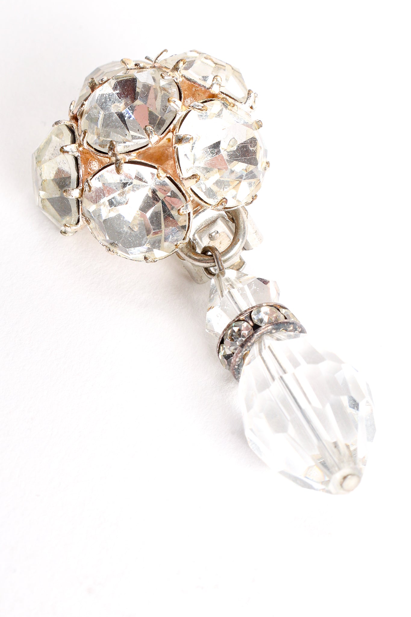Vintage Crystal Cluster Drop Earrings Detail at Recess Los Angeles