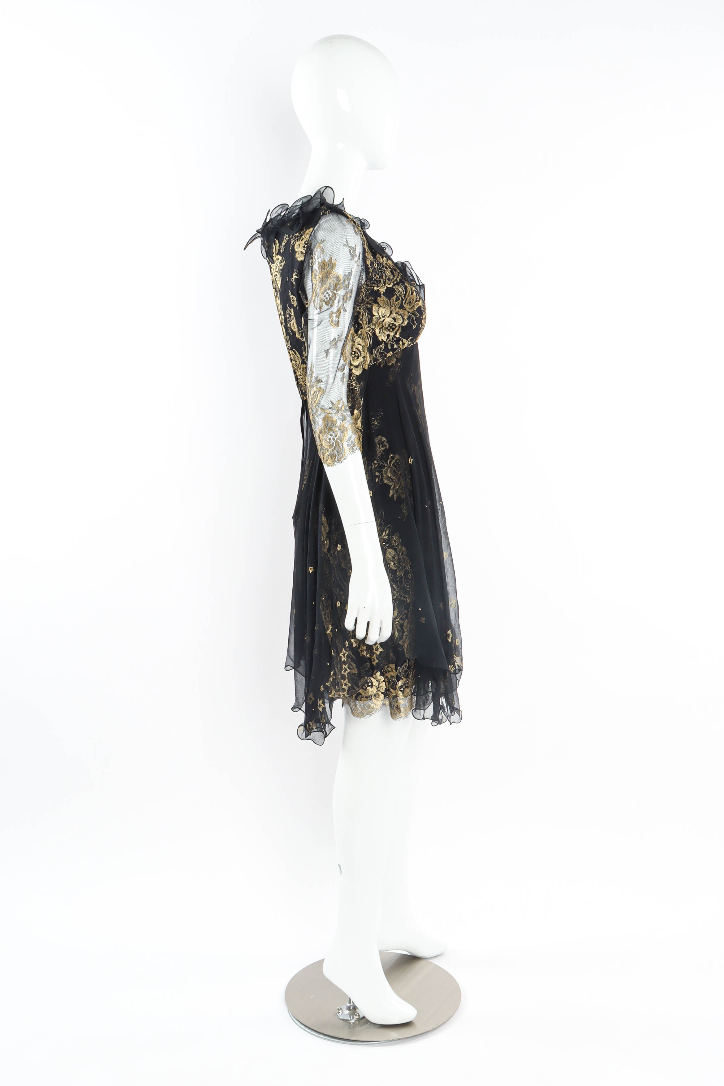 Vintage Zandra Rhodes Star Flower Babydoll Dress mannequin side @ Recess LA