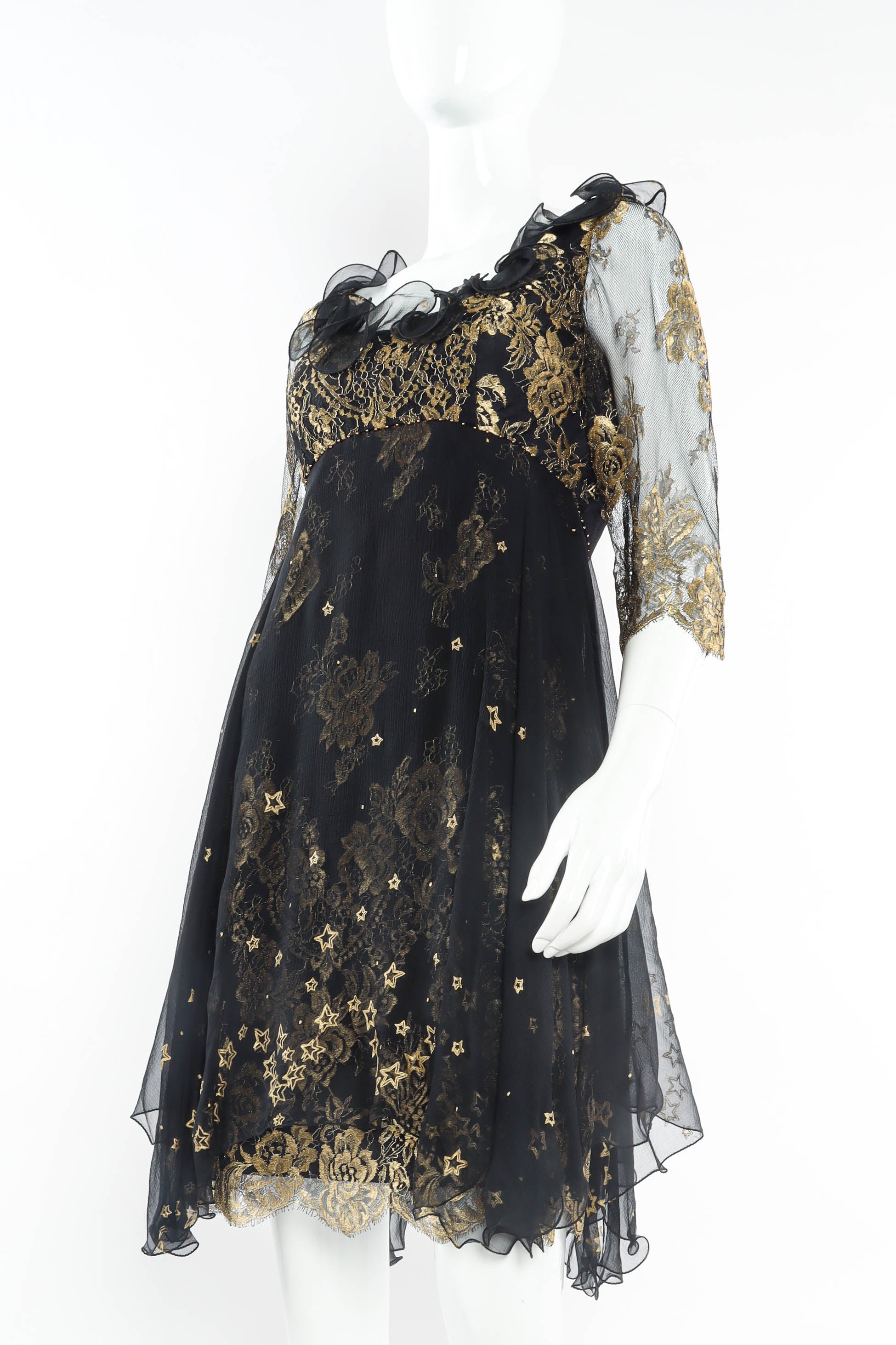 Vintage Zandra Rhodes Star Flower Babydoll Dress mannequin angle @ Recess LA