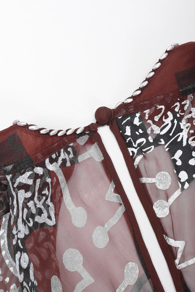 Recess Los Angeles Vintage Zandra Rhodes Artistic Painted Textile Screen Print Chiffon Dress