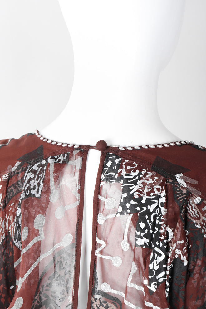 Recess Los Angeles Vintage Zandra Rhodes Artistic Painted Textile Screen Print Chiffon Dress