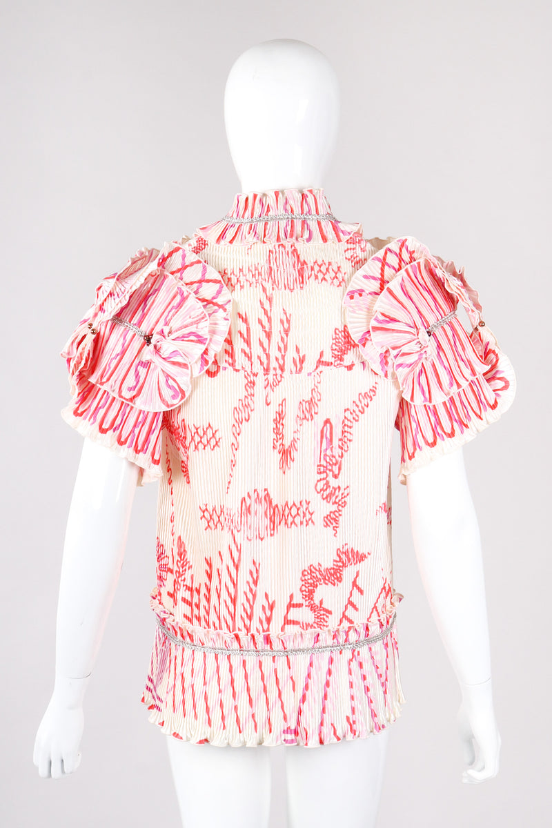 Recess Los Angeles Vintage Zandra Rhodes Coral Pleated Wrap Top Vest Jacket
