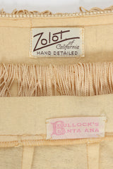 Vintage Zolot Wedding Bridal Ecru Fringed Pant Set labels at Recess LA