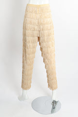 Vintage Zolot Wedding Bridal Ecru Fringed Pant Set on Mannequin back at Recess LA