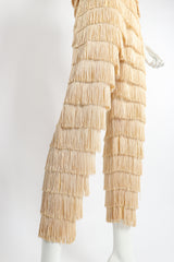 Vintage Zolot Wedding Bridal Ecru Fringed Top & Pant Set on Mannequin leg crop at Recess LA