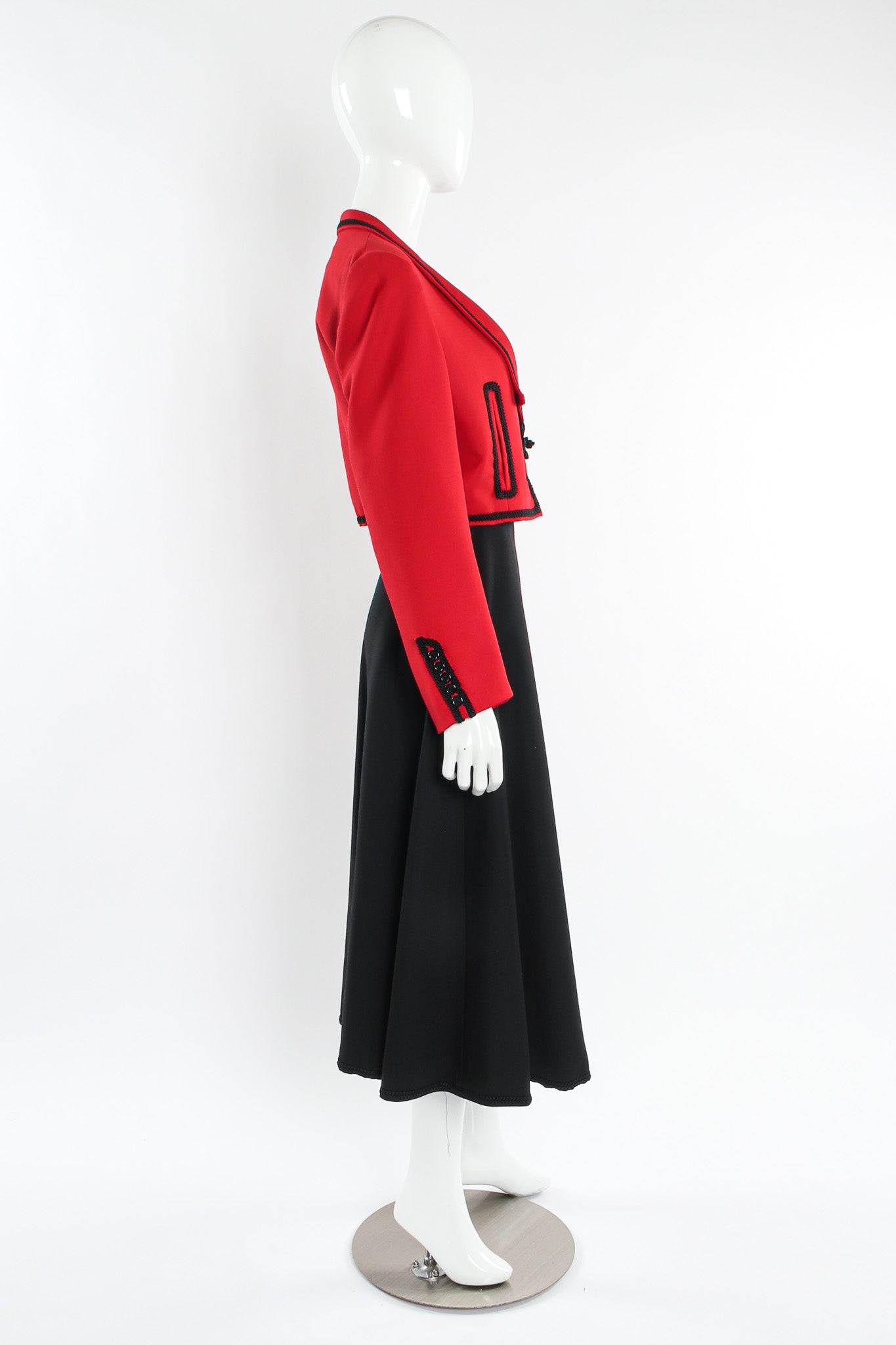 Vintage Zomar Artesania Flamenco Jacket & Skirt Wool Set mannequin side @ Recess LA