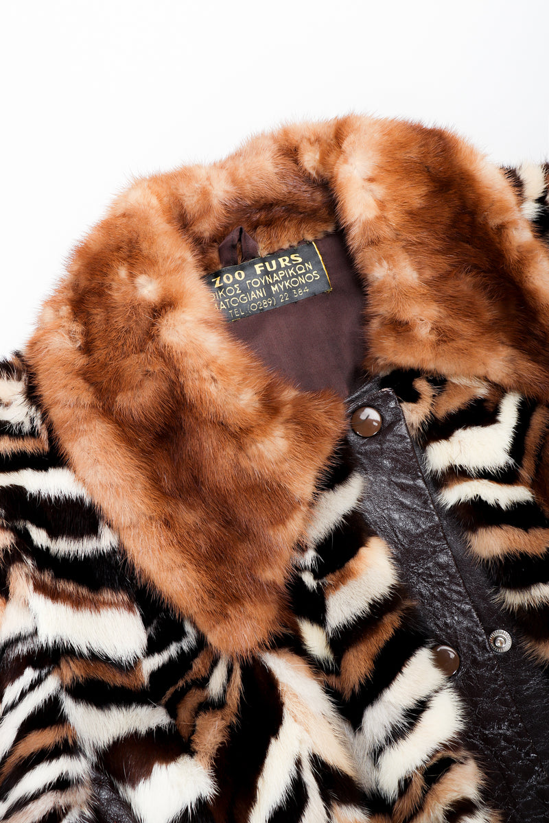 Vintage Zoo Furs Chevron Mink Fur Jacket collar detail at Recess Los Angeles
