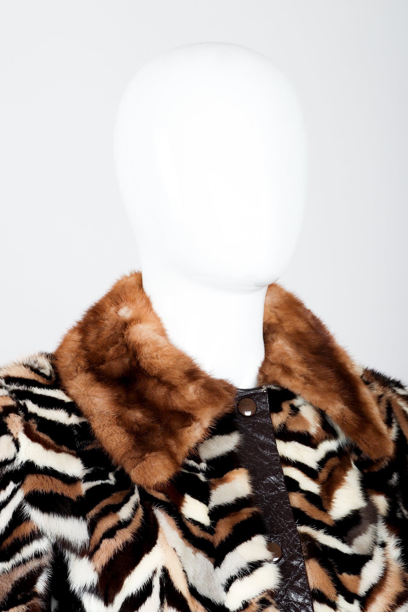 Vintage Zoo Furs Chevron Mink Fur Jacket on Mannequin collar at Recess Los Angeles