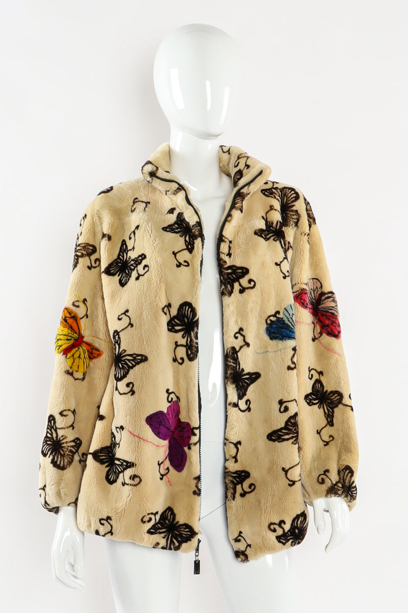 Vintage Zuki Sheared Beaver Butterfly Jacket mannequin unzipped @ Recess LA