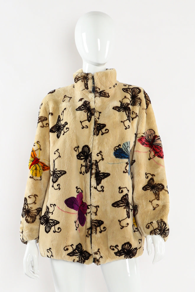 Vintage Zuki Sheared Beaver Butterfly Jacket mannequin front @ Recess LA