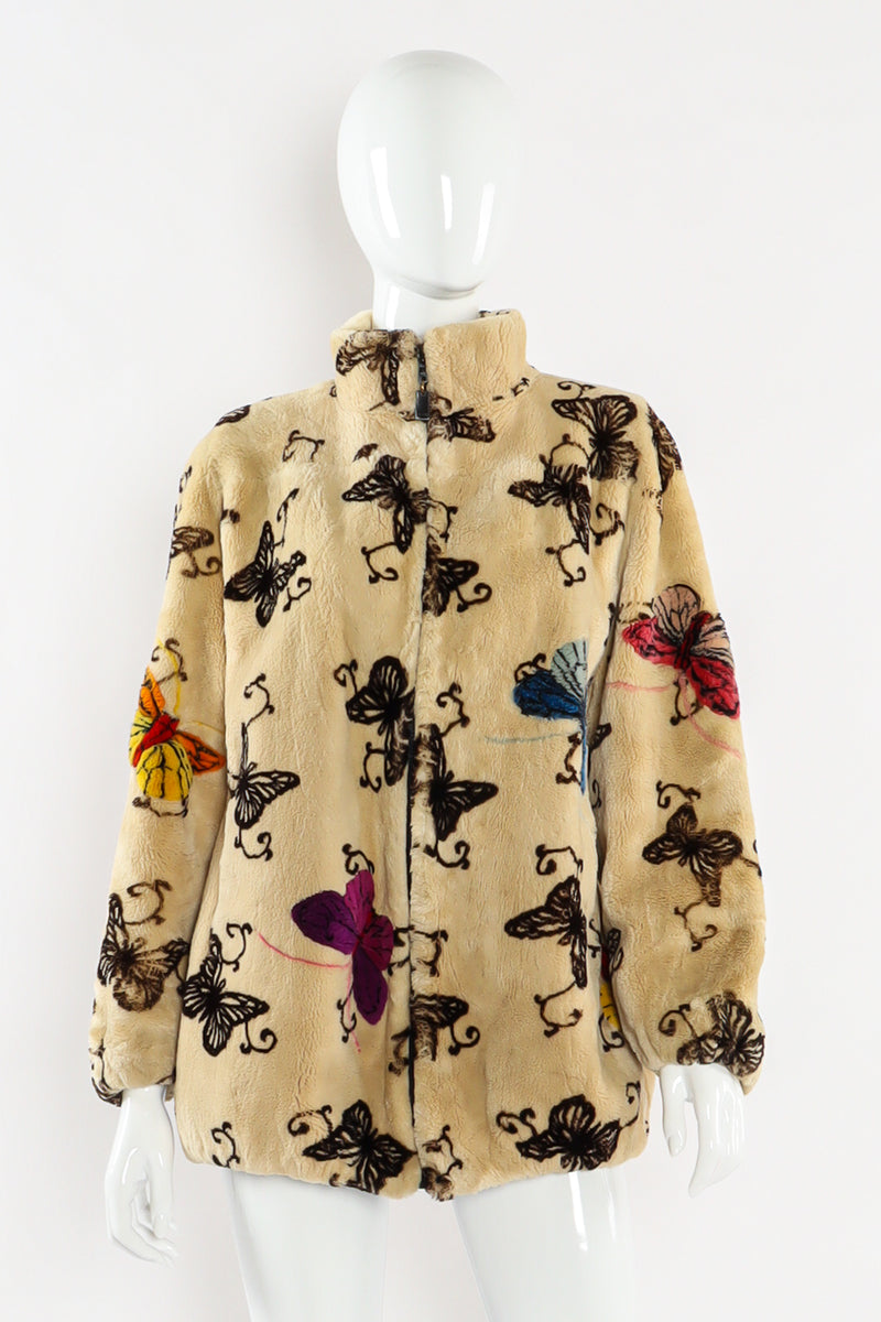 Vintage Zuki Sheared Beaver Butterfly Jacket mannequin front @ Recess LA