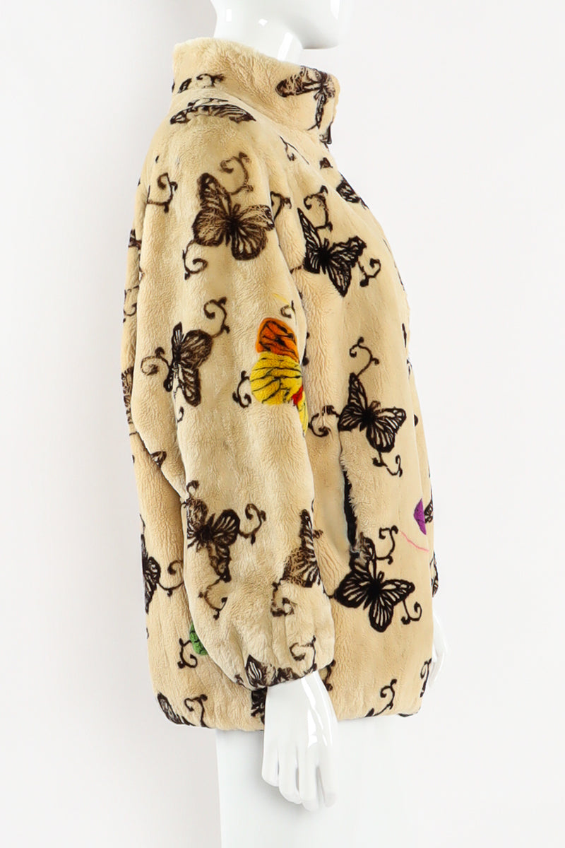 Vintage Zuki Sheared Beaver Butterfly Jacket mannequin side @ Recess LA