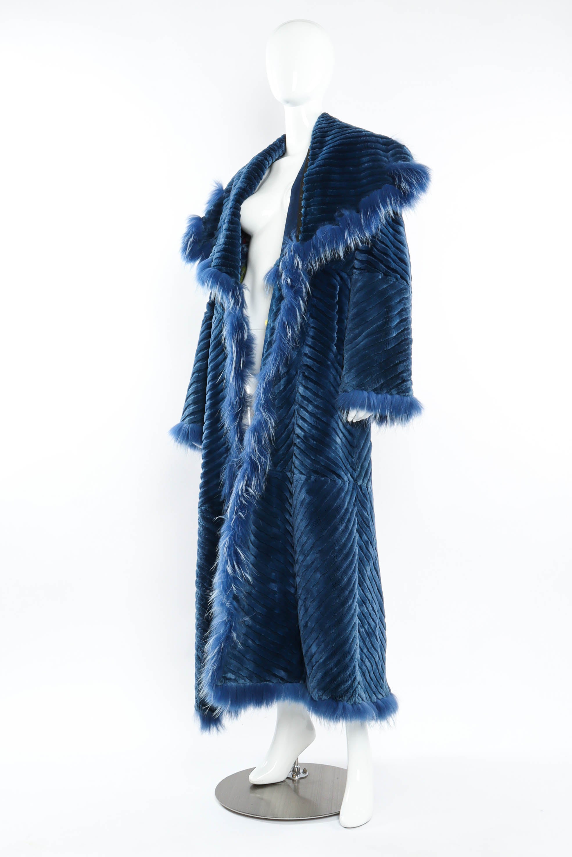 Vintage Zuki Stars Reversible Leather Fur Coat mannequin reverse coat @ Recess LA