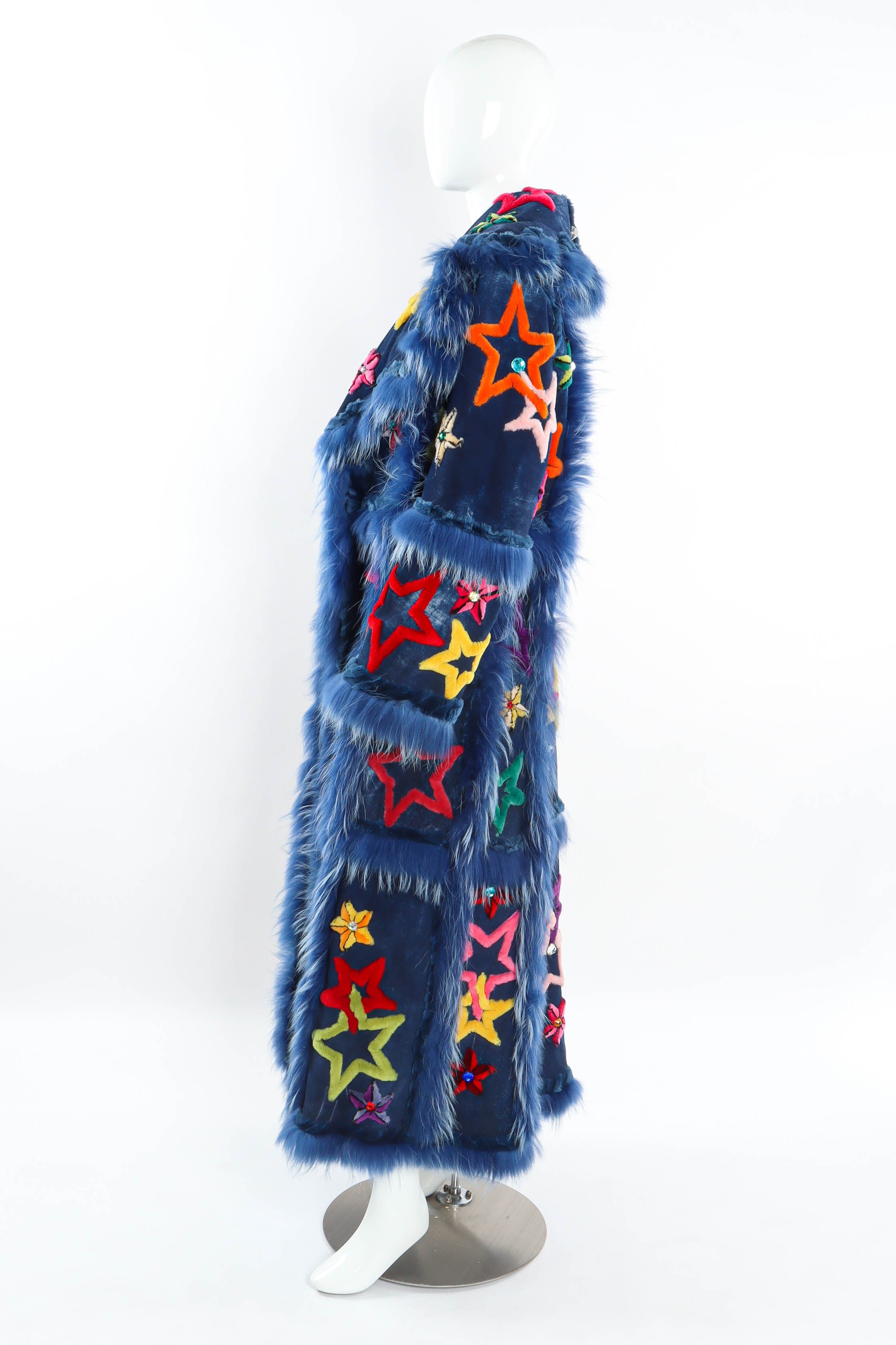 Vintage Zuki Stars Reversible Leather Fur Coat mannequin side @ Recess LA